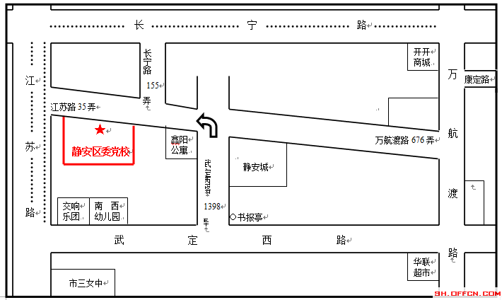  靜安區委黨校地理位置示意圖